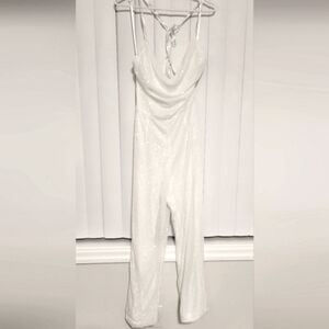 Lulu's White Sequin Jumpsuit